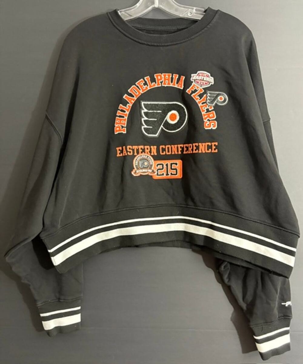 Pro Standard Philadelphia Flyers NHL Women’s M Black Cropped Crewneck Sweatshirt